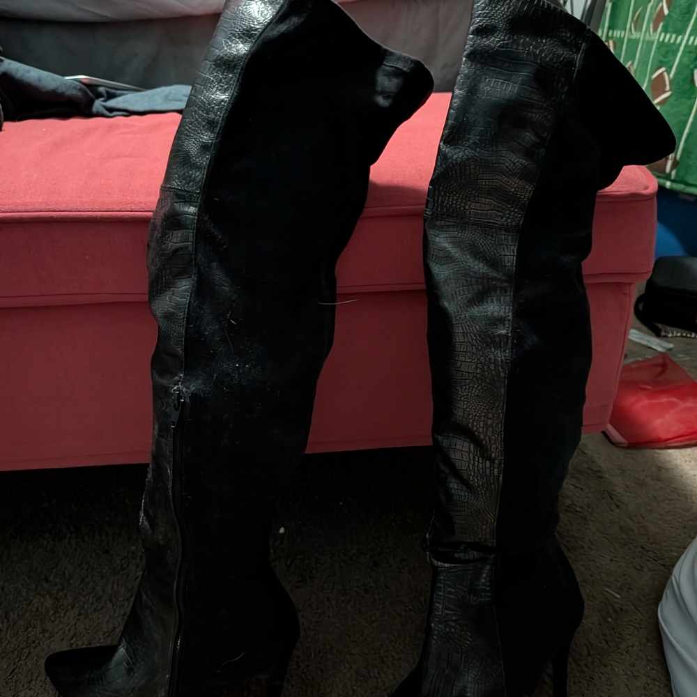 Macy's Black Over-the-Knee Heeled Boots